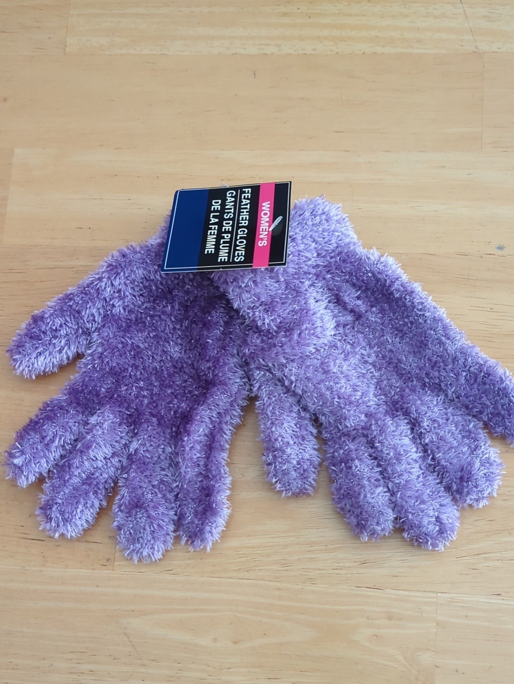 Women's Plush Feather Gloves in Purple